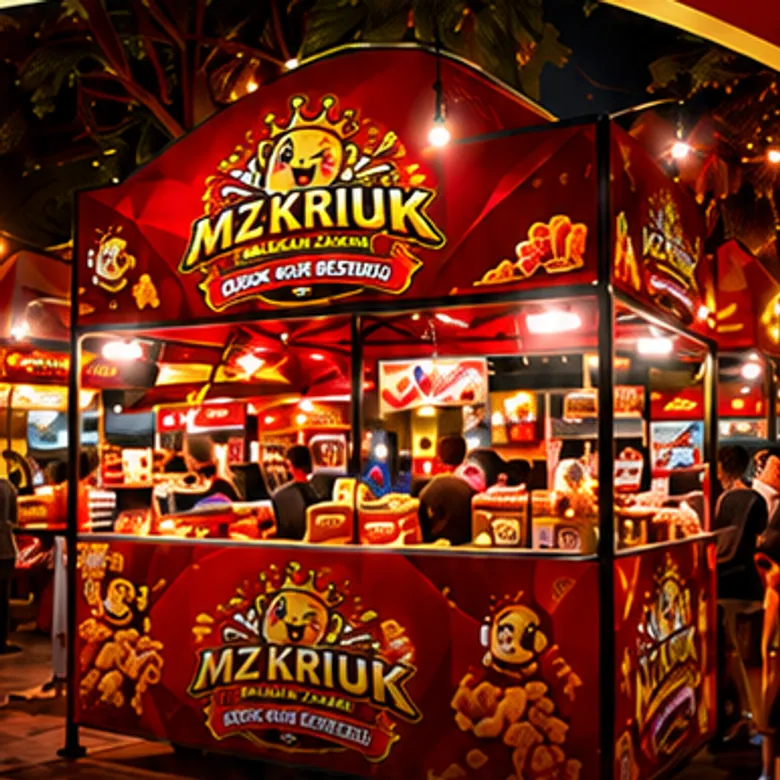 Ilustrasi booth MZ KRIUK dari referensi desain